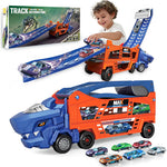 Kids 3 in 1 Dinosaur Truck Toys Foldable Race Tracks Car with 6 Alloy Cars Christmas Gifts