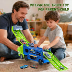 Kids 3 in 1 Dinosaur Truck Toys Foldable Race Tracks Car with 6 Alloy Cars Christmas Gifts