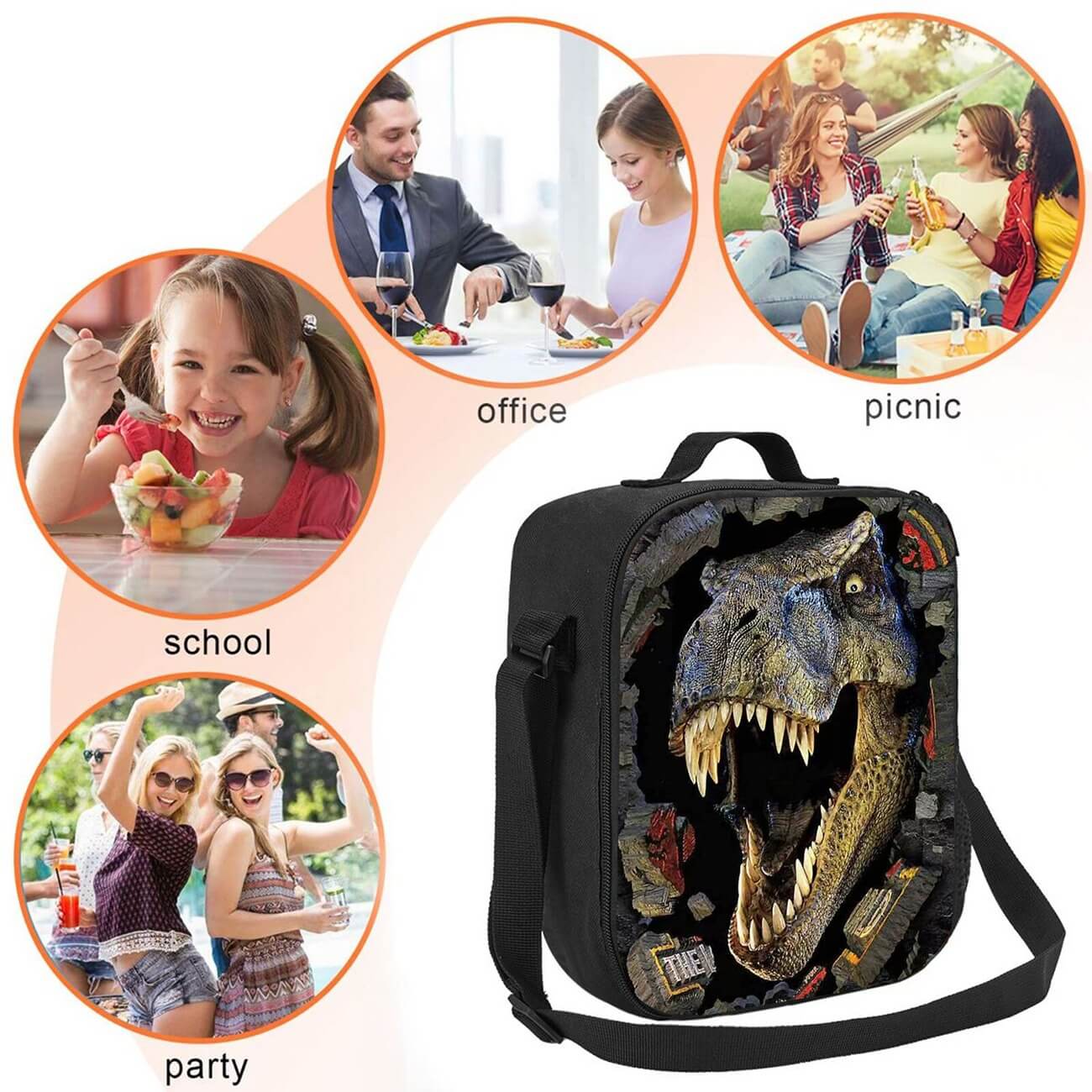Kids 3pcs Dino Backpack Set Boys Large Capacity Backpack Lunch Bag Pencil Case For Primary School