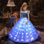 Elsa Costume Princess Dress Girls Light Up Dress Snowflake Trailing Party Dress Birthday Dres