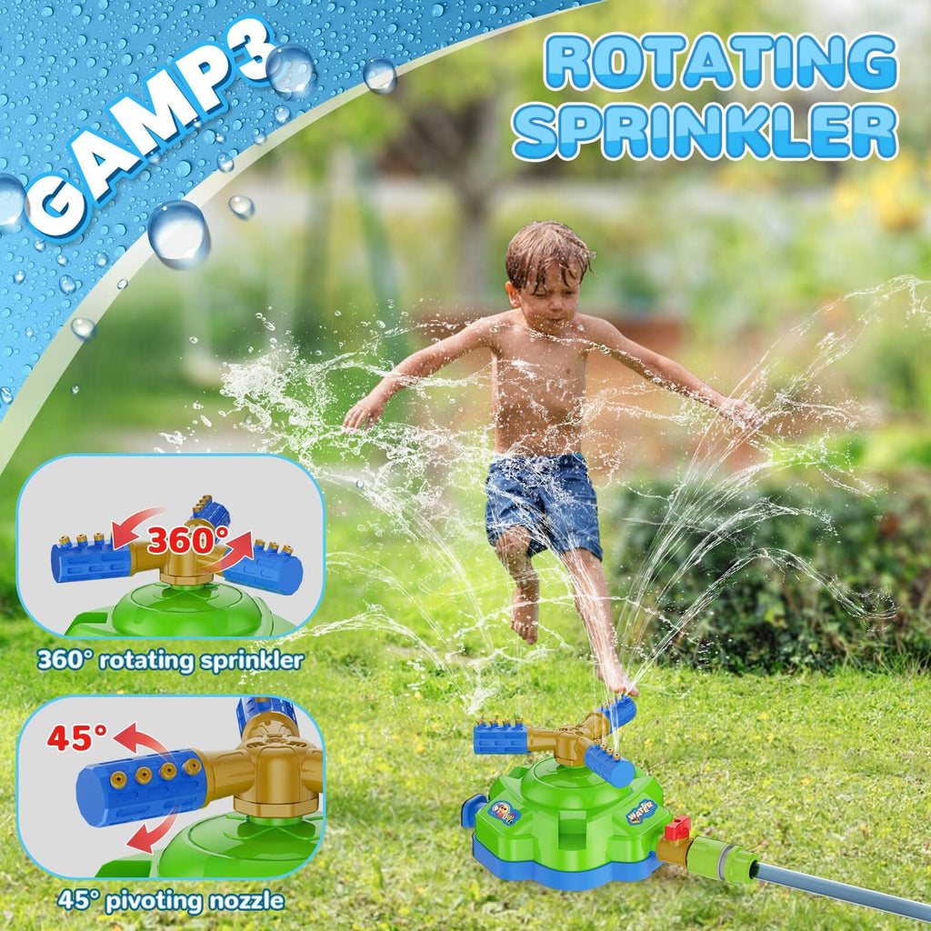4 IN 1 Kids Water Sprinkler Set Lifting Rocket Sprinkler Baseball & Rocket Toy Outdoor Summer Game for Aged 2 +