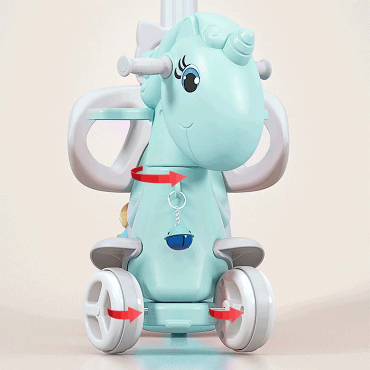 4-in-1 Baby Rocking Horse Cute Unicorn Toddler Ride Toy Detachable Push Handle Sliding Car For Boys Girls