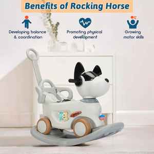 4-in-1 Rocking Horse Baby Dog Push Car With Detachable Balance Board