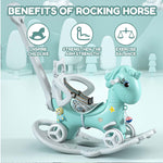 4-in-1 Baby Rocking Horse Cute Unicorn Toddler Ride Toy Detachable Push Handle Sliding Car For Boys Girls