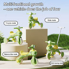 4-in-1 Toddler Tricycle Dino Balance Bike Push Trike with Detachable Push Handle, Music, Light