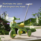 4-in-1 Toddler Tricycle Dino Balance Bike Push Trike with Detachable Push Handle, Music, Light