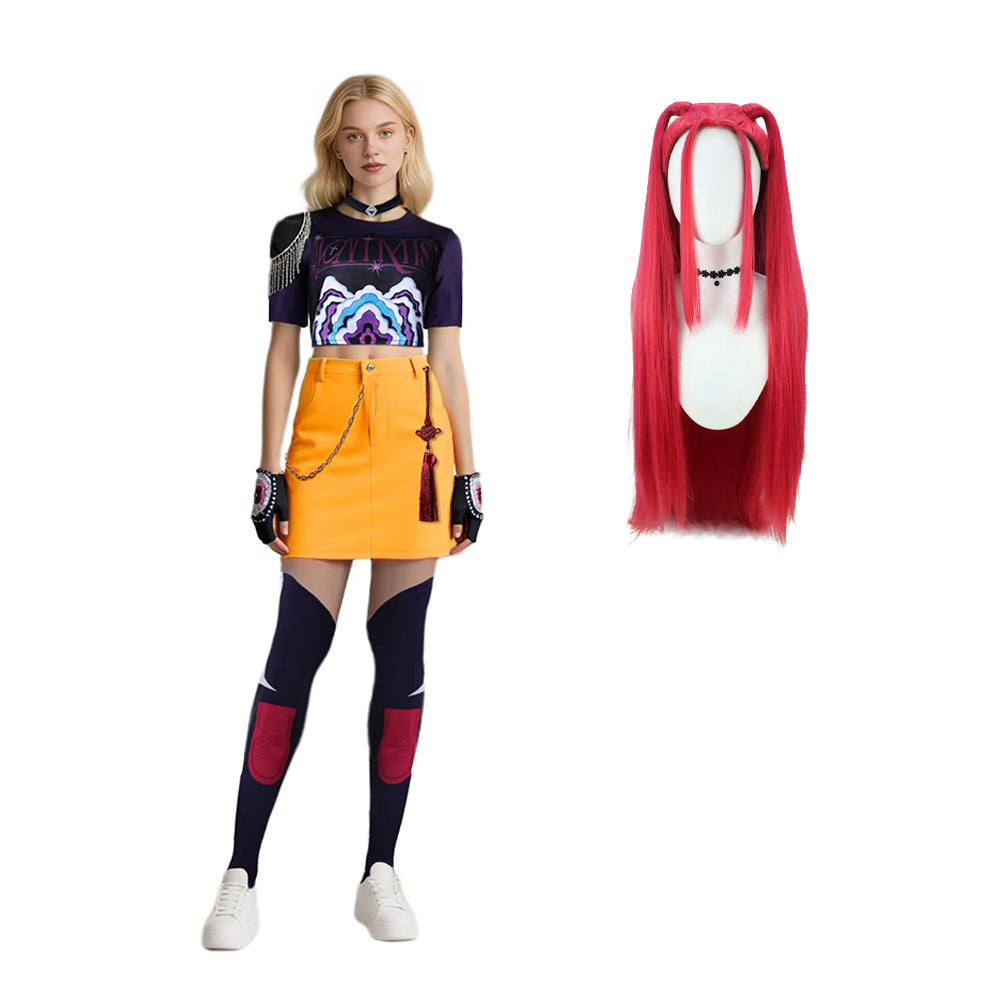 Kids Adults Pop Idol Costume Pop Star Cosplay Outfit Shirt Skirt and Accessories for Halloween Carnival