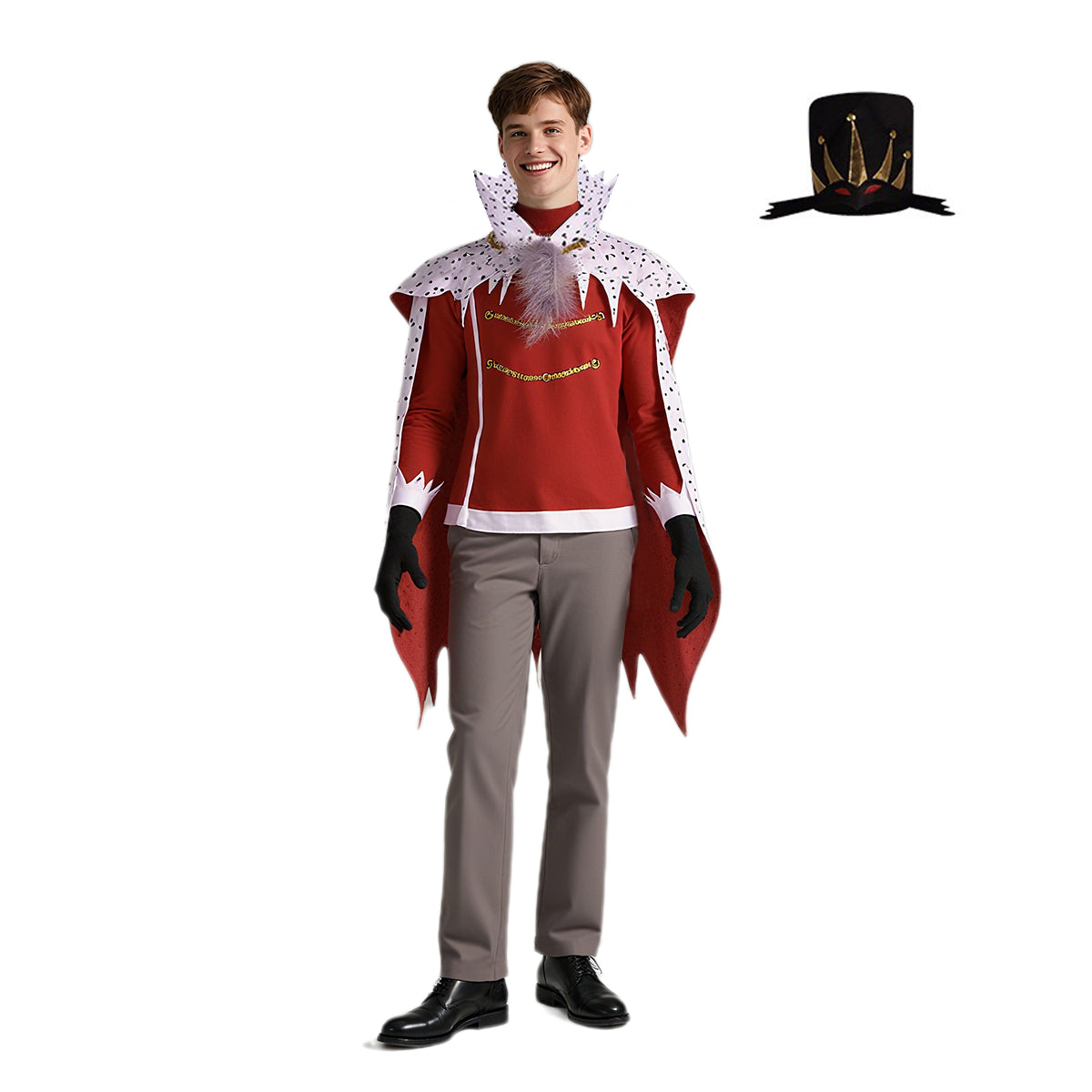 Adult Prince Stolas Costume Red Goetia Prince Cosplay Outfit Tops Pants Cloak and Accessories Full Set