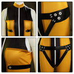Adult Go! Go! Loser Ranger Costume Yellow Keeper Jumpsuit with Leg Harness Strap Suit
