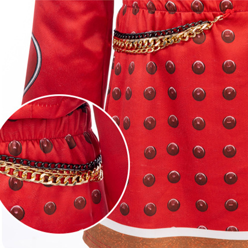 Red Princess Costume Movie 5 3D Printed Jacket Shirt Pants Skirts and Gloves 5pcs Suit for Dress-up Party