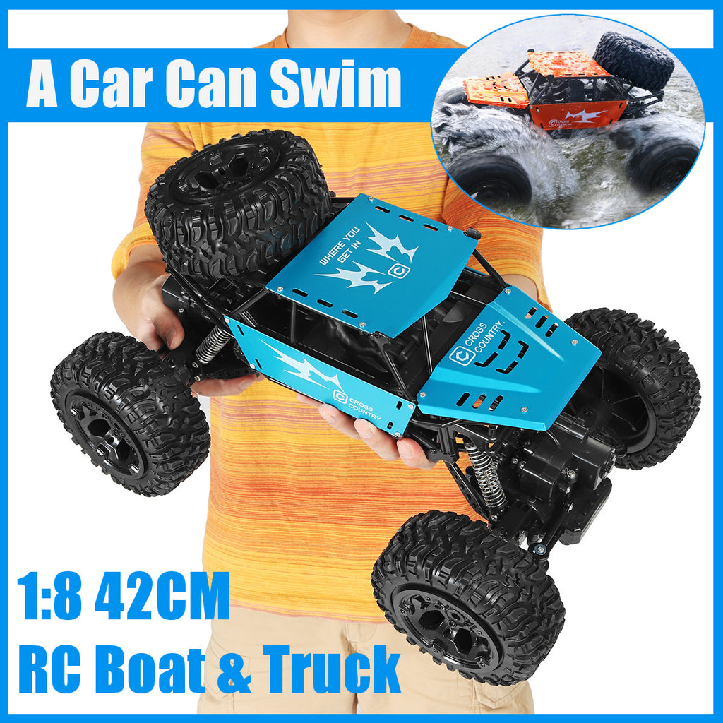 Big Amphibious RC Truck 1/8 Scale Waterproof Remote Control Car 4WD Off-road Truck IP66 Water Monster Vehicle