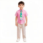 Boys Fox Costume Officer Wilde Pink Shirt Pants and Necktie Full Set for Dress Up Party