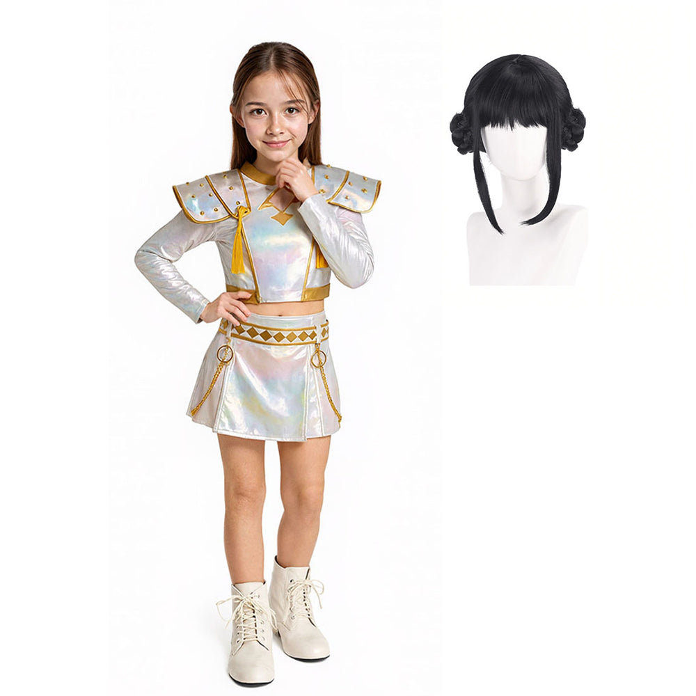 Pop Idol Costume White PU Leather Outfit Stage Performance Dress for Halloween Cosplay