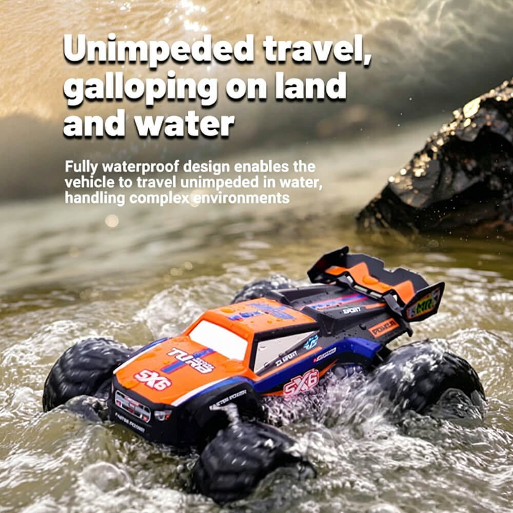 4WD Amphibious RC Car 2.4GHz Waterproof RC Off- road Truck with 360° Rotation for Land & Water