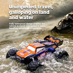 4WD Amphibious RC Car 2.4GHz Waterproof RC Off- road Truck with 360° Rotation for Land & Water