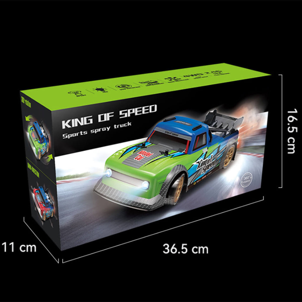 4WD Remote Control Drift Car 2.4G RC Fast Spray Truck with Led Lights for Kids