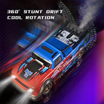 4WD Remote Control Drift Car 2.4G RC Fast Spray Truck with Led Lights for Kids