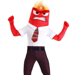 Anger Cosplay Costume Inside Anger Jumpsuit with Tie and Gloves for Dress Up Party