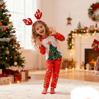 Kids Christmas Pajamas with Socks and Headband Xmas Holiday Outfit for Boys Girls