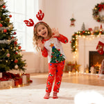 Kids Christmas Pajamas with Socks and Headband Xmas Holiday Outfit for Boys Girls