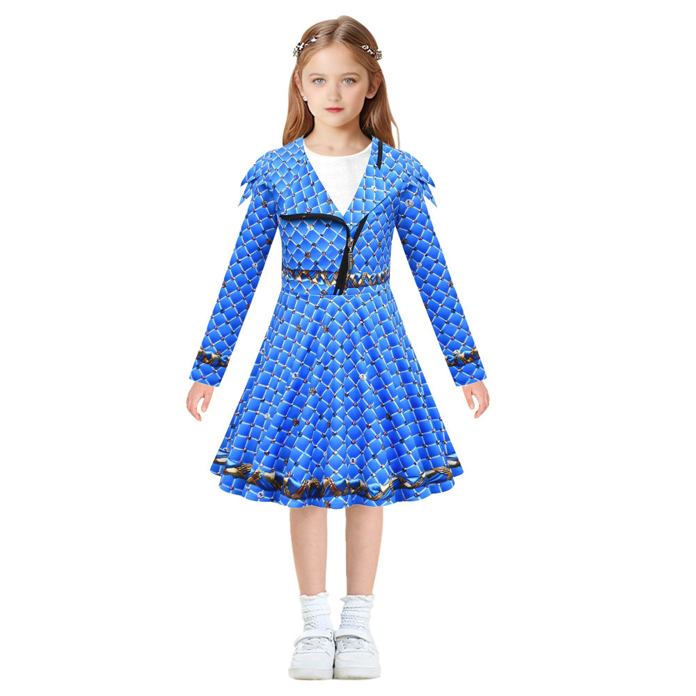 Girls Chloe Charming Blue Dress The Rise of Red Halloween Outfit 2024 Movie Costume