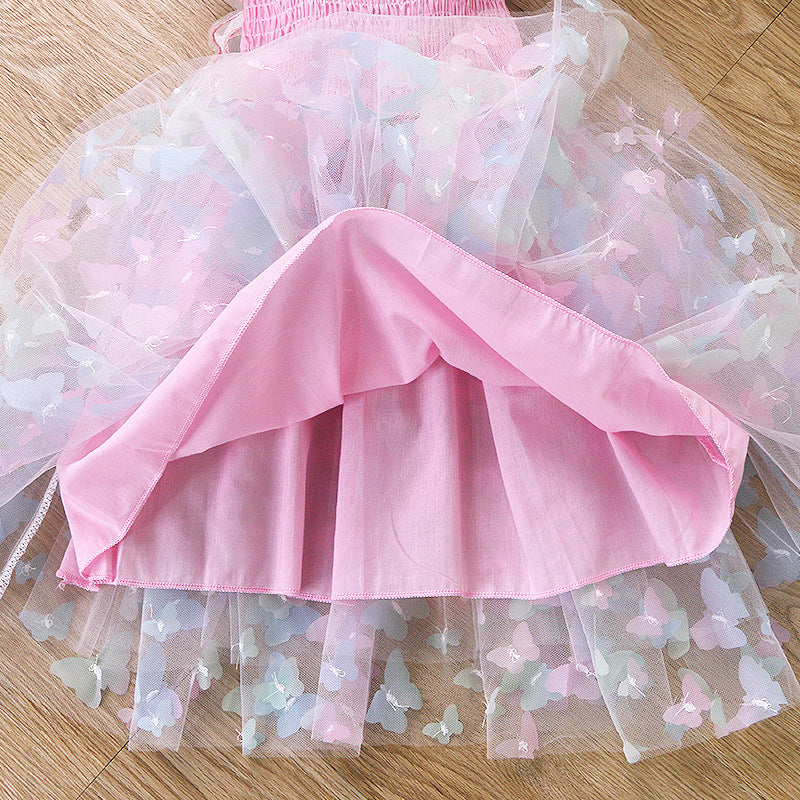 Girls Light Up Dress Sparkly Fairy Butterfly Tulle Dress with 3D Wing and Lights for Halloween Carnival Birthday Parties
