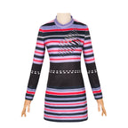 Women's Astrid Deetz Costume Striped Purple Dress for Halloween Cosplay