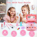 Kids Makeup Set Washable Safe Set Multi-Layer Pink Foldable Storage Box Holiday Gift