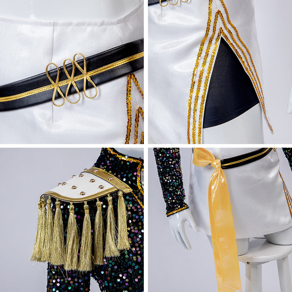 Pop Idol Costume Golden Black Stage Performance Outfit Cosplay Suit Full Set