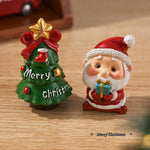 4pcs Christmas Desktop Ornaments Mini Santa Claus Snowman Resin Decor with Gift Box Holiday Gift