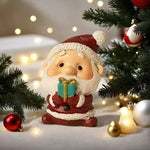 4pcs Christmas Desktop Ornaments Mini Santa Claus Snowman Resin Decor with Gift Box Holiday Gift