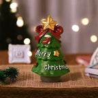4pcs Christmas Desktop Ornaments Mini Santa Claus Snowman Resin Decor with Gift Box Holiday Gift