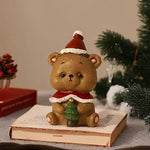 4pcs Christmas Desktop Ornaments Mini Santa Claus Snowman Resin Decor with Gift Box Holiday Gift