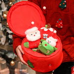 4pcs Christmas Plush Toy Xmas Santa Snowman Tree Apple with Storage Box Christmas Hanging Decorations