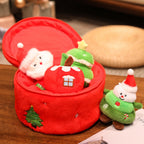 4pcs Christmas Plush Toy Xmas Santa Snowman Tree Apple with Storage Box Christmas Hanging Decorations