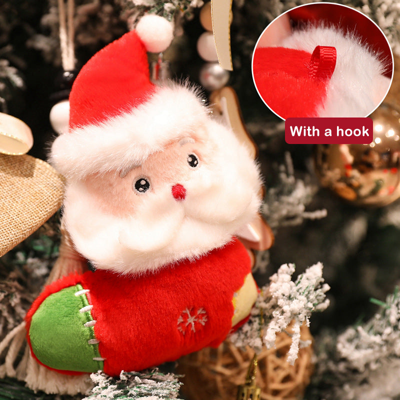 4pcs Christmas Plush Toy Xmas Santa Snowman Tree Apple with Storage Box Christmas Hanging Decorations