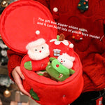 4pcs Christmas Plush Toy Xmas Santa Snowman Tree Apple with Storage Box Christmas Hanging Decorations