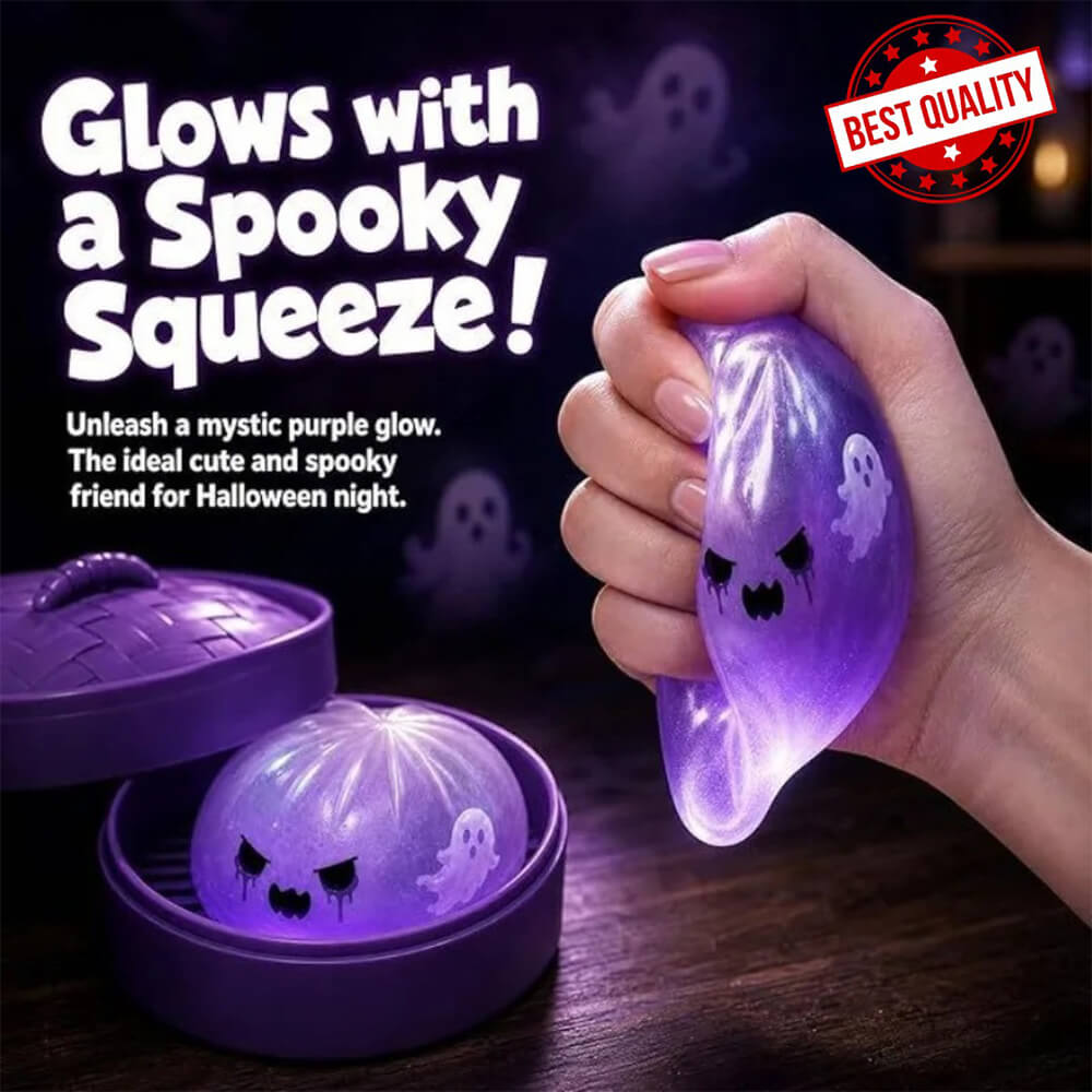 4pcs Halloween Dumpling Squishy Toy with Steamer Box 3.35inch Blind Box Squeeze Stress Relief Toy for Halloween Gifts