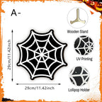 4pcs Halloween Wooden Lollipop Holder Pumpkin Ghost Spider Web Candy Display Stand for Party Table Decor