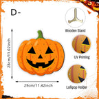 4pcs Halloween Wooden Lollipop Holder Pumpkin Ghost Spider Web Candy Display Stand for Party Table Decor