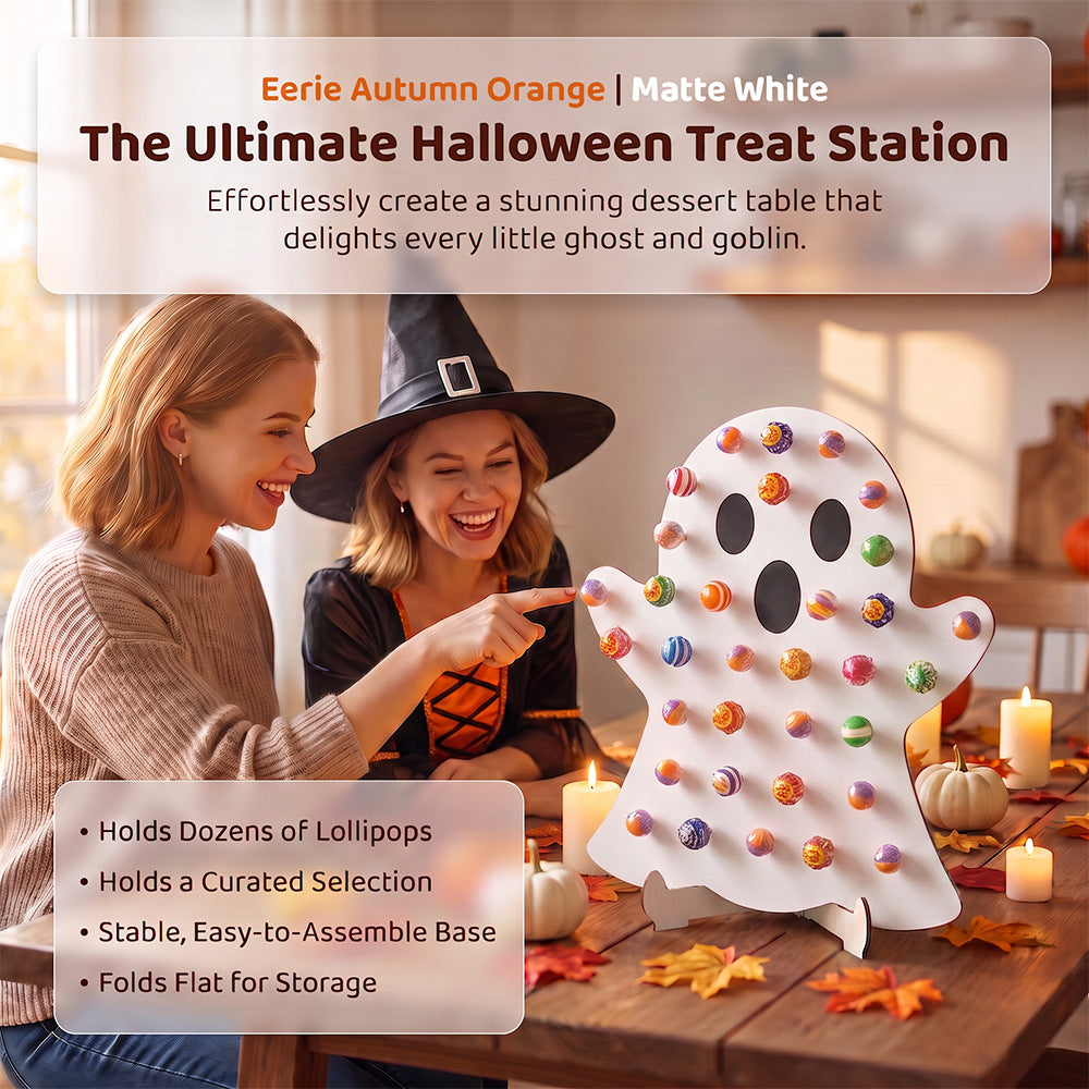 4pcs Halloween Wooden Lollipop Holder Pumpkin Ghost Spider Web Candy Display Stand for Party Table Decor