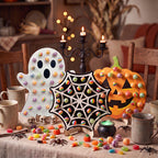 4pcs Halloween Wooden Lollipop Holder Pumpkin Ghost Spider Web Candy Display Stand for Party Table Decor