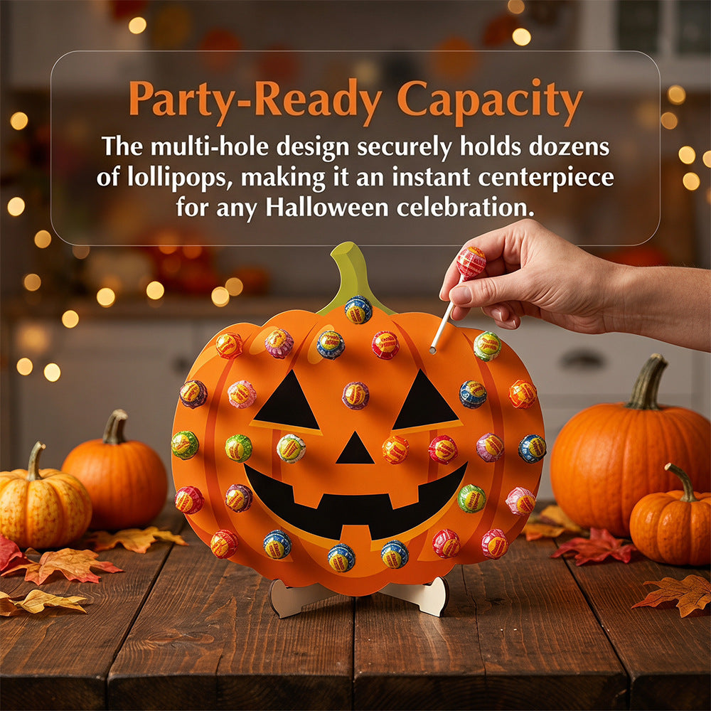 4pcs Halloween Wooden Lollipop Holder Pumpkin Ghost Spider Web Candy Display Stand for Party Table Decor