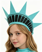 Girls Statue of Liberty Outfit Mint Green Dress with Crown Headband Sash Set for Patriotic 4th of July Parades