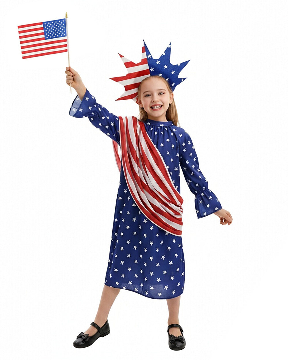 Girls 4th of July Blue Dress Sash and Headband Full Set for Independen – Sun Baby