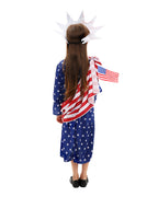 Girls 4th of July Blue Dress Sash and Headband Full Set for Independence Day Parades