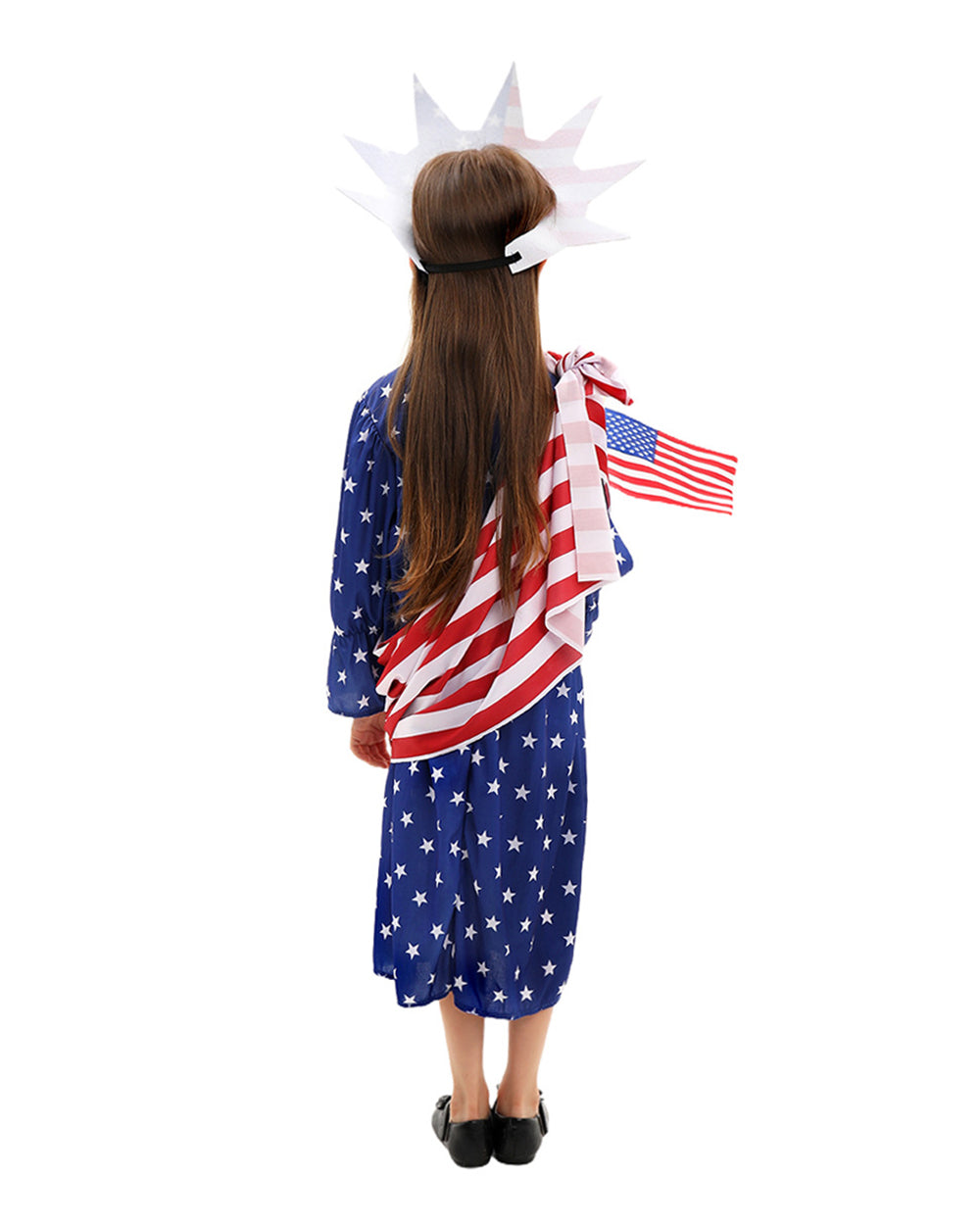 Girls 4th of July Blue Dress Sash and Headband Full Set for Independence Day Parades