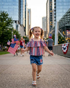 Baby Girl 4th of July Outfit American Flag 2PCS Patriotic Set Stars Stripe Tops+Denim Shorts