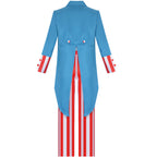 Mens Uncle Sam Costume 4th of July Outfit Tuxedo Pants and Shirt 3pcs Suit for Independence Day Parade