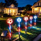 5 Pack Soccer Solar Pathway Lights Outdoor Waterproof LED Stake Lights with Striped Poles For Yard Garden Decor